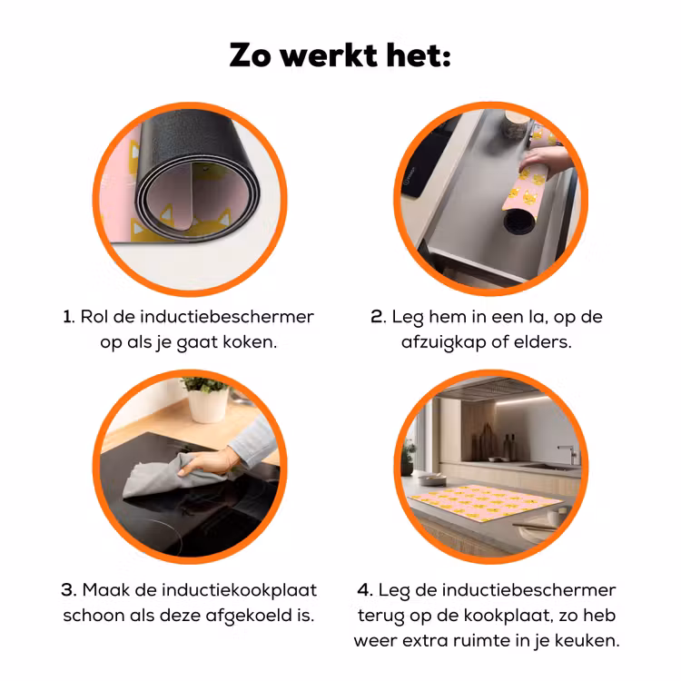 Katten - Patroon - Roze Inductie beschermer vinyl 3mm klein 276 -zzzzzzz-td-werking