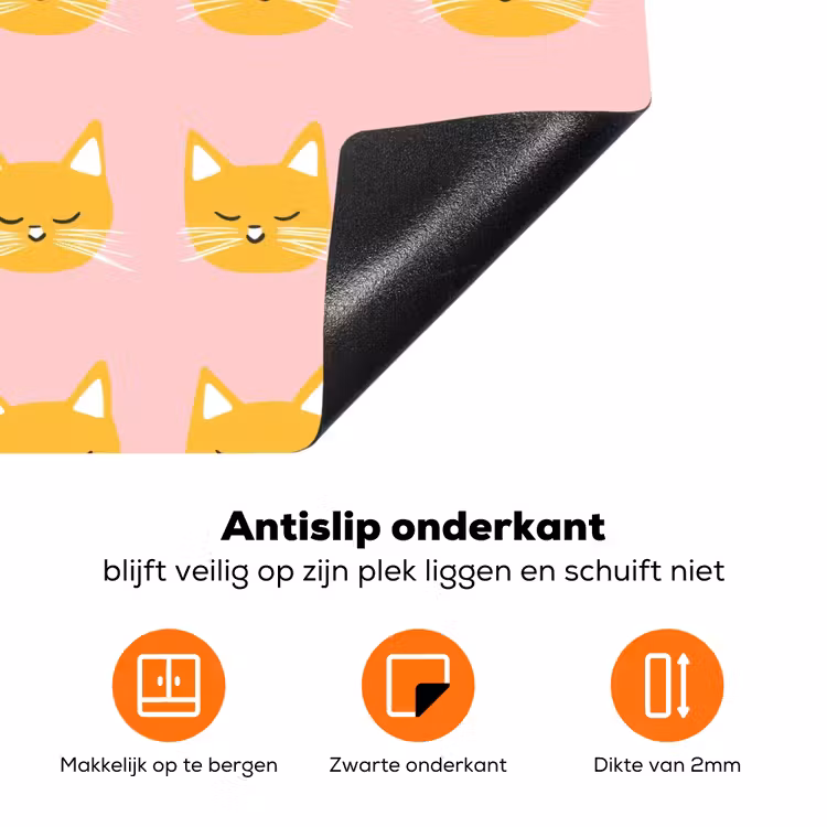 Katten - Patroon - Roze Inductie beschermer vinyl 3mm klein 276 -zzzzzzz-td-onderkant