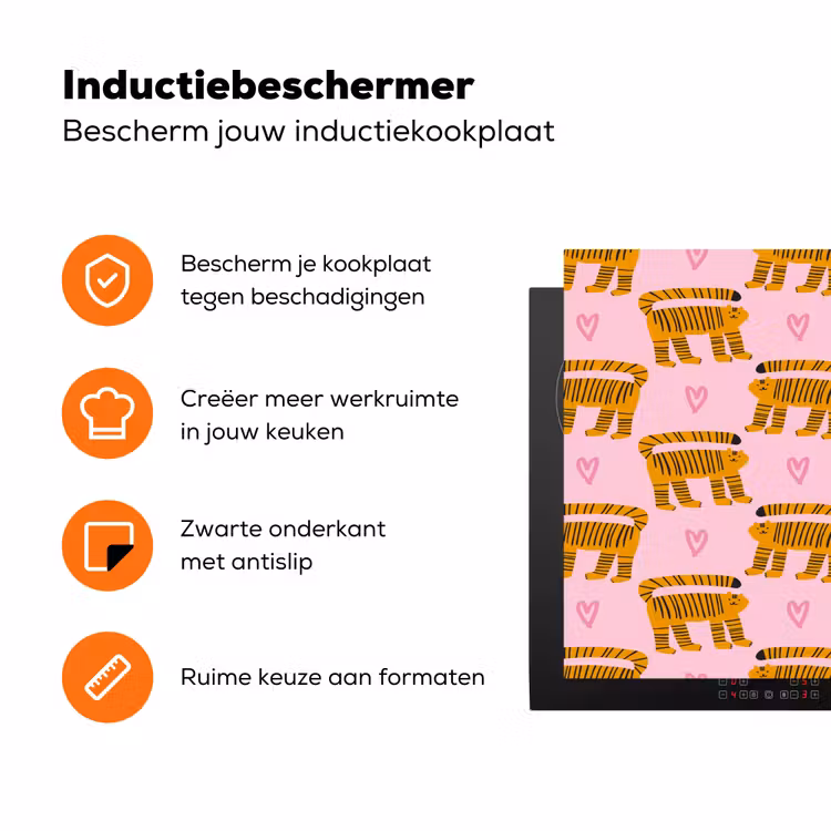 Katten - Roze - Hartjes Inductie beschermer vinyl 3mm klein 276 -zzzzzzz-td-ups