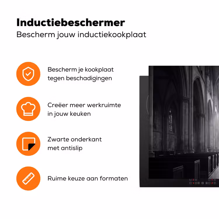 Kerk - Interieur - Lichtstralen - Architectuur - Klassiek Inductie beschermer vinyl 3mm klein -zzzzzzz-td-ups