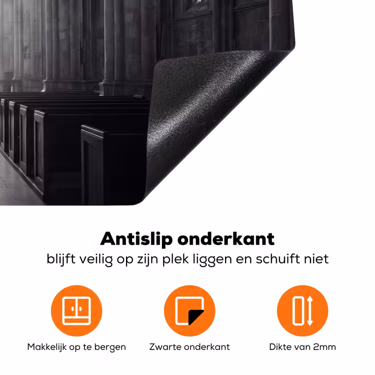 Kerk - Interieur - Lichtstralen - Architectuur - Klassiek Inductie beschermer vinyl 3mm klein -zzzzzzz-td-onderkant