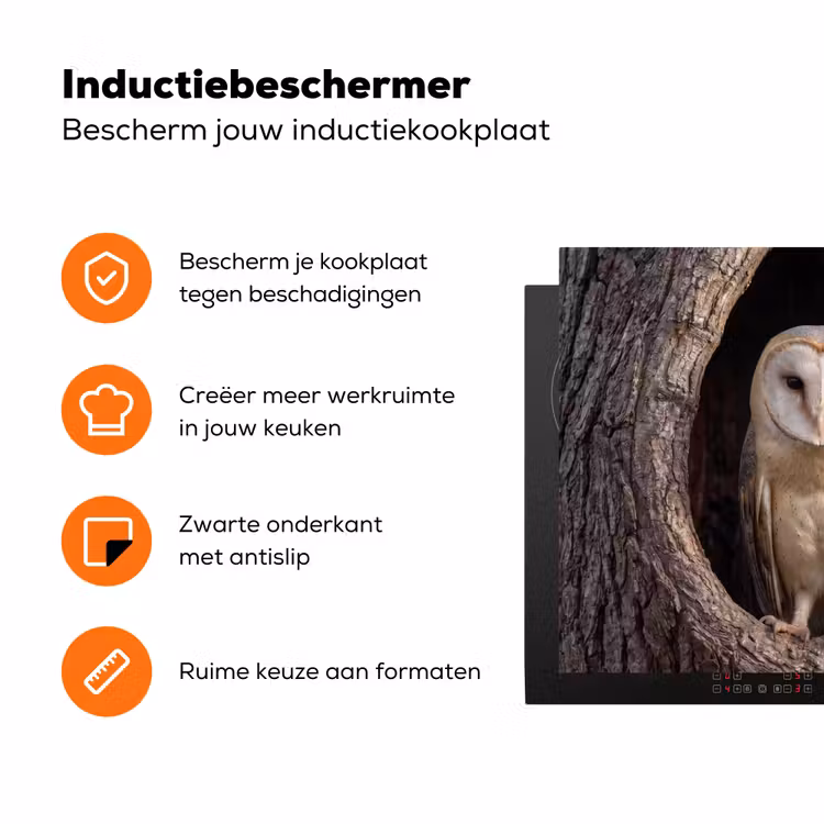Kerkuil - Boom - Natuur - Bruin Inductie beschermer vinyl 3mm klein -zzzzzzz-td-ups