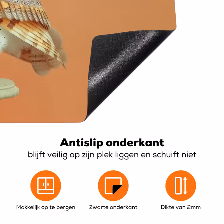 Kerkuil - Koksmuts - Oranje - Vogel Inductie beschermer vinyl 3mm klein -zzzzzzz-td-onderkant