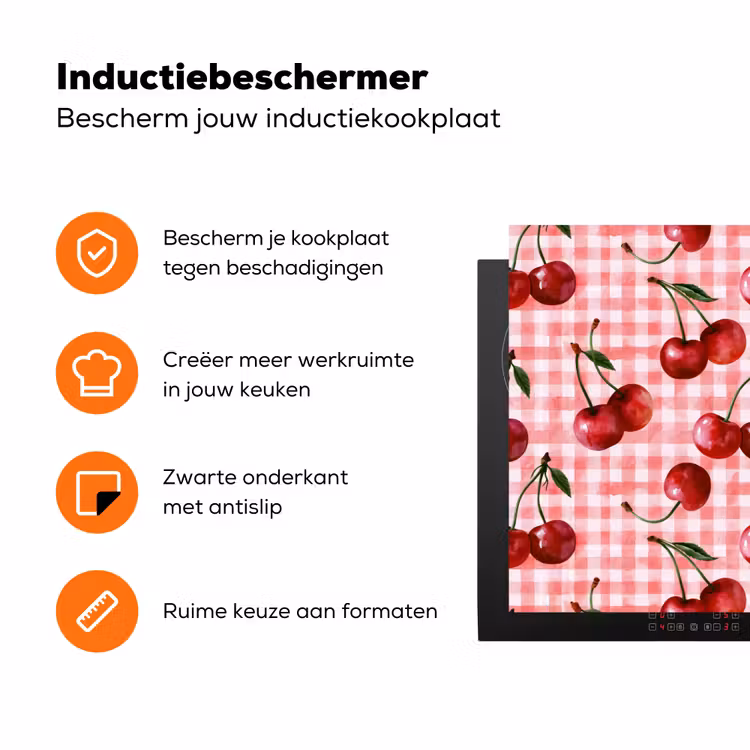 Kersen - Blokken - Rood Inductie beschermer vinyl 3mm klein 276 -zzzzzzz-td-ups
