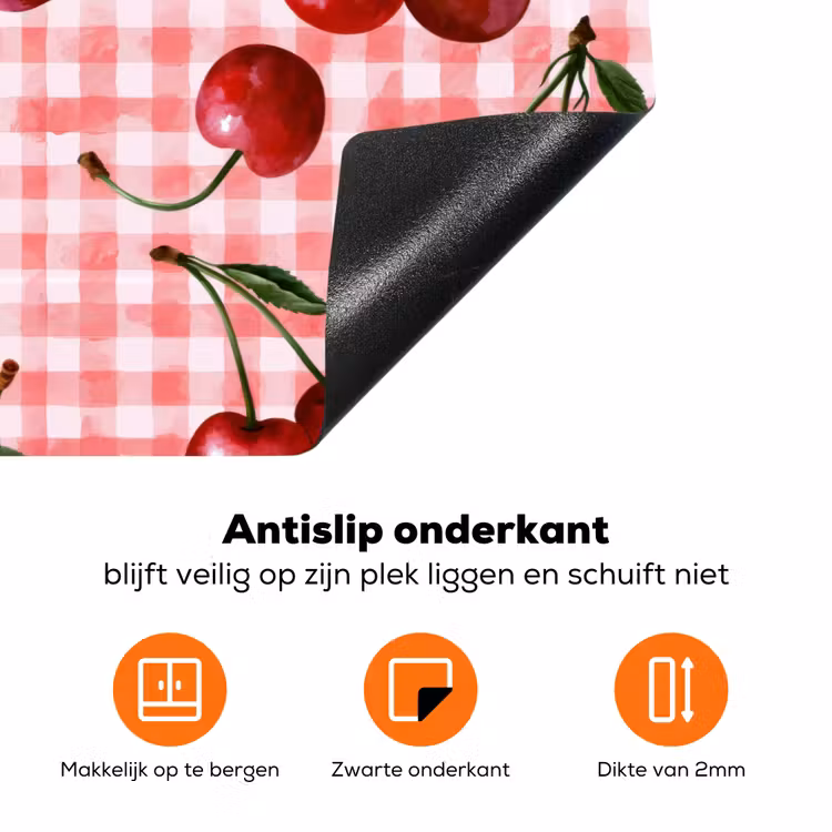 Kersen - Blokken - Rood Inductie beschermer vinyl 3mm klein 276 -zzzzzzz-td-onderkant