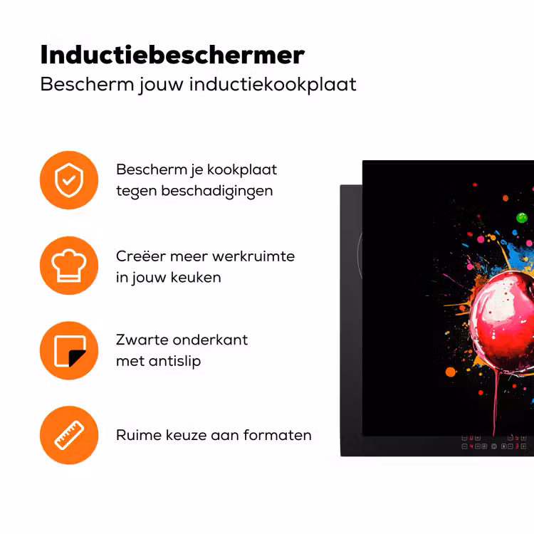 Kersen - Fruit - Graffiti - Verf - Abstract - Modern - Kleurrijk Inductie beschermer vinyl 3mm klein -zzzzzzz-td-ups