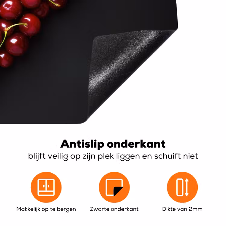 Kersen - Hart - Rood - Zwart Inductie beschermer vinyl 3mm klein -zzzzzzz-td-onderkant