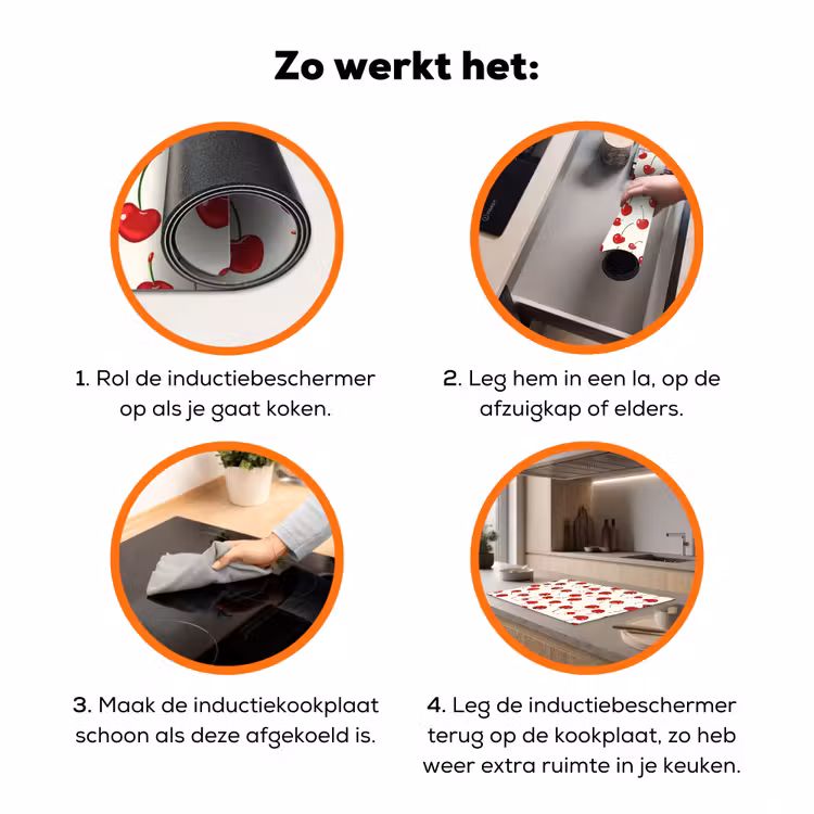 Kersen - Minimalistisch - Rood Inductie beschermer vinyl 3mm klein 276 -zzzzzzz-td-werking