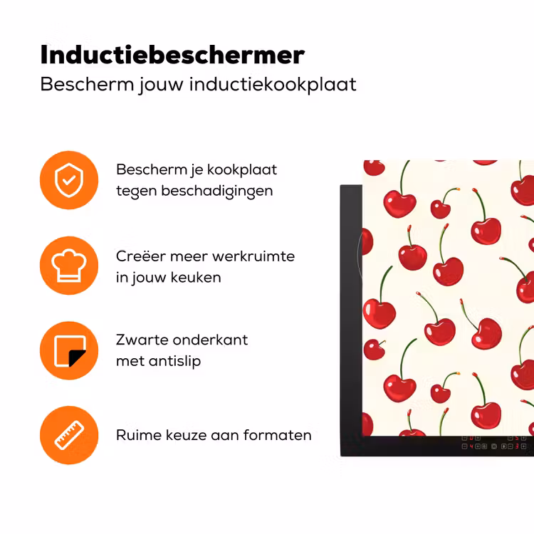 Kersen - Minimalistisch - Rood Inductie beschermer vinyl 3mm klein 276 -zzzzzzz-td-ups
