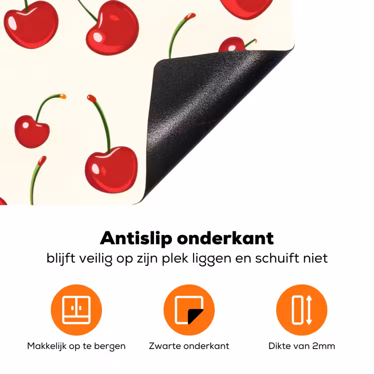 Kersen - Minimalistisch - Rood Inductie beschermer vinyl 3mm klein 276 -zzzzzzz-td-onderkant