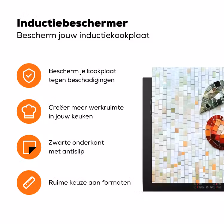 Kersen - Rood - Mozaïek - Blaadjes Inductie beschermer vinyl 3mm klein -zzzzzzz-td-ups