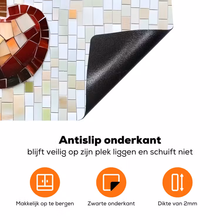 Kersen - Rood - Mozaïek - Blaadjes Inductie beschermer vinyl 3mm klein -zzzzzzz-td-onderkant