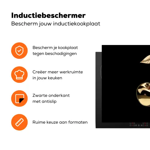 Kersen - Zwart - Goud - Chrome Inductie beschermer vinyl 3mm klein -zzzzzzz-td-ups