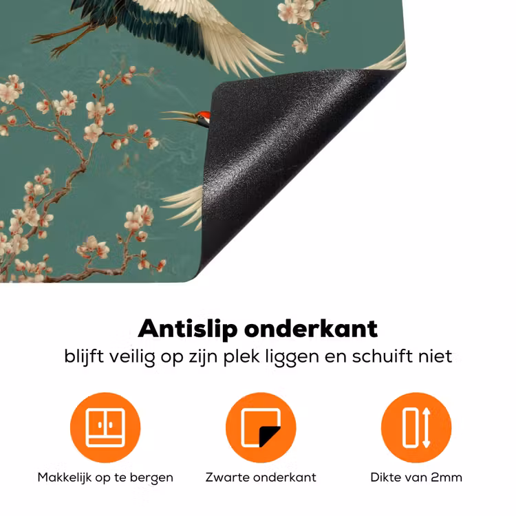 Kersenbloesem - Kraamvogels - Groen Inductie beschermer vinyl 3mm klein 276 -zzzzzzz-td-onderkant