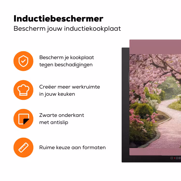 Kersenbloesem - Natuur - Sakura - Pad - Japanse tuin Inductie beschermer vinyl 3mm middel -zzzzzzz-td-ups
