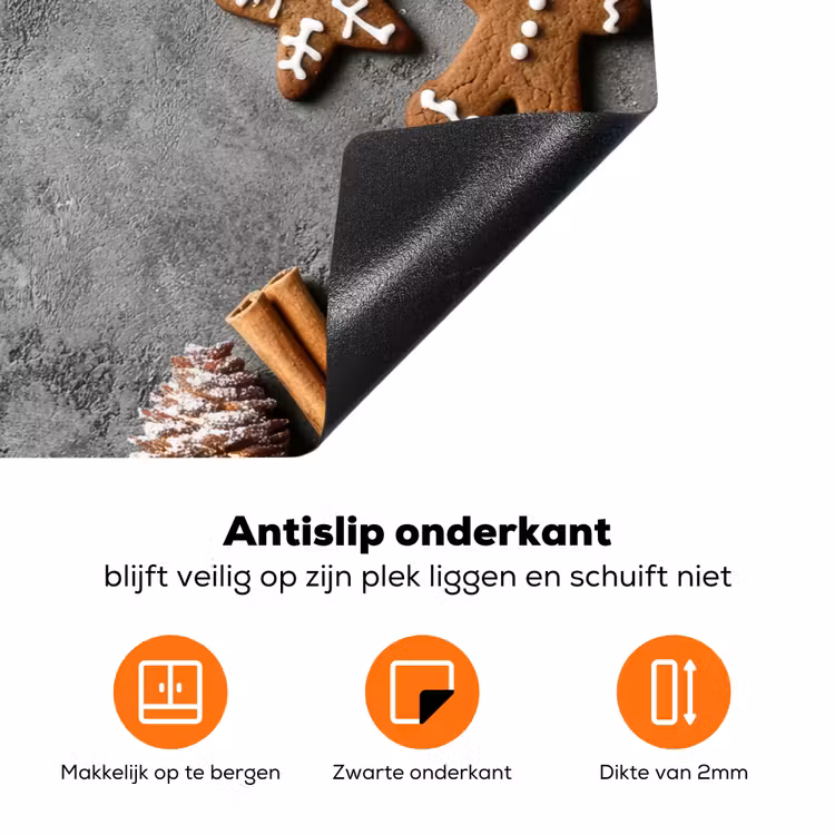 Kerst - Bakken - Grijs - Landelijk Inductie beschermer vinyl 3mm klein -zzzzzzz-td-onderkant