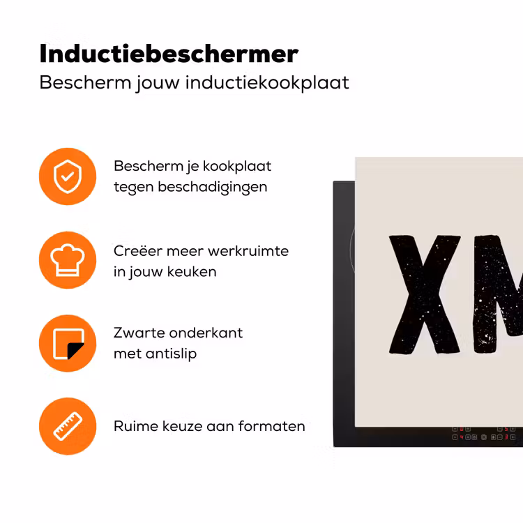 Kerst - Beige - Quotes - Xmas - Feestdagen Inductie beschermer vinyl 3mm klein -zzzzzzz-td-ups