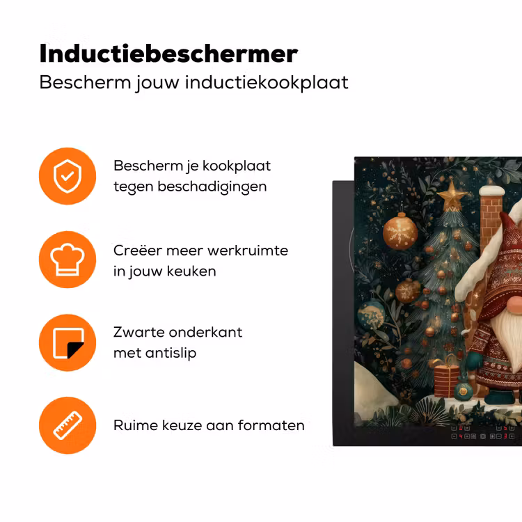 Kerst - Gnomen - Peperkoekhuisje - Rood - Groen Inductie beschermer vinyl 3mm klein -zzzzzzz-td-ups