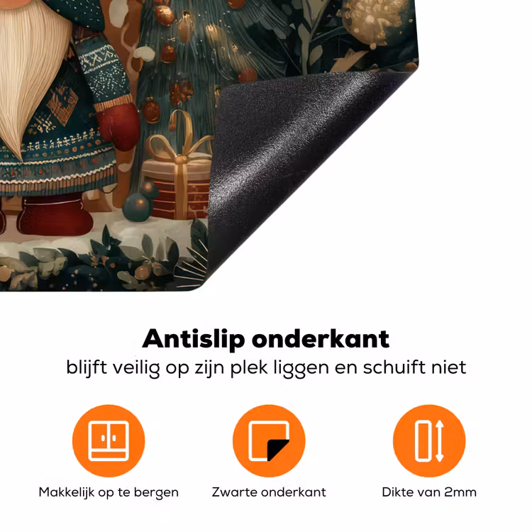 Kerst - Gnomen - Peperkoekhuisje - Rood - Groen Inductie beschermer vinyl 3mm klein -zzzzzzz-td-onderkant