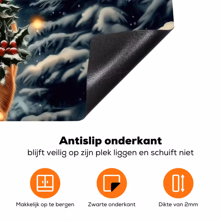 Kerst - Magie - Bos - Kleurrijk Inductie beschermer vinyl 3mm klein -zzzzzzz-td-onderkant