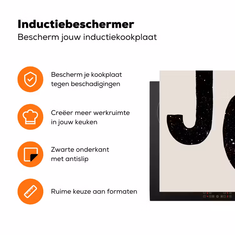 Kerst - Quote - Joy - Zwart - Feestdagen Inductie beschermer vinyl 3mm klein -zzzzzzz-td-ups