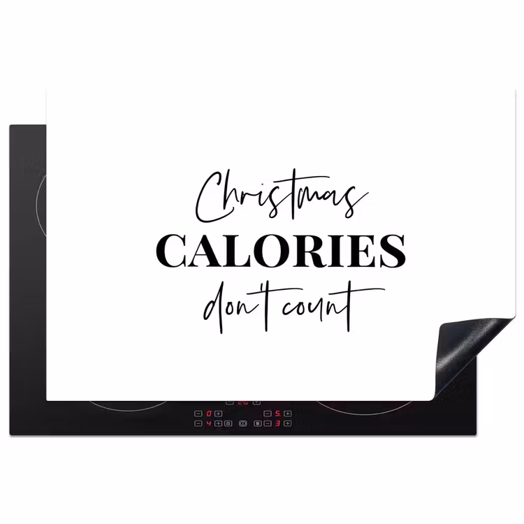 Kerst quote - Winter - Christmas calories - Wit Inductie beschermer vinyl 3mm klein -3d