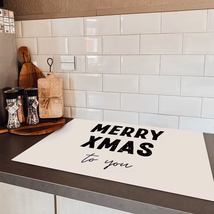 Kerst - Quotes - Merry xmas - Feestdagen - Zwart Inductie beschermer vinyl 3mm klein -sfeer3