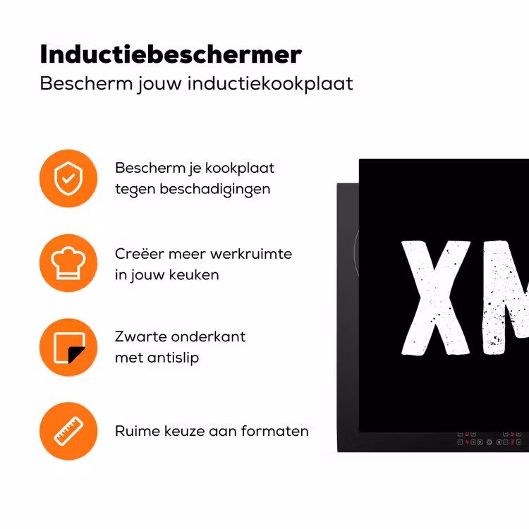 Kerst - Quotes - Xmas - Zwart - Feestdagen Inductie beschermer vinyl 3mm klein -zzzzzzz-td-ups