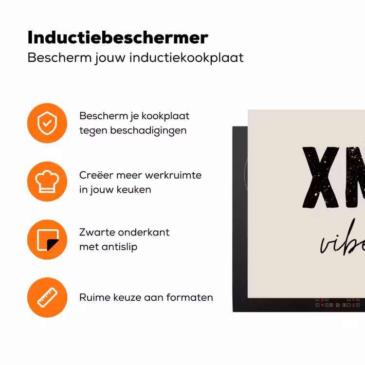 Kerst - Spreuk - xmas vibes only - Beige Inductie beschermer vinyl 3mm klein -zzzzzzz-td-ups