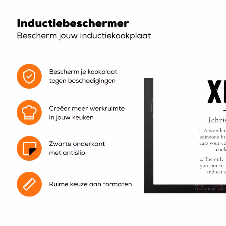Kerst - Wit - Xmas - Quotes - Feestdagen Inductie beschermer vinyl 3mm klein -zzzzzzz-td-ups