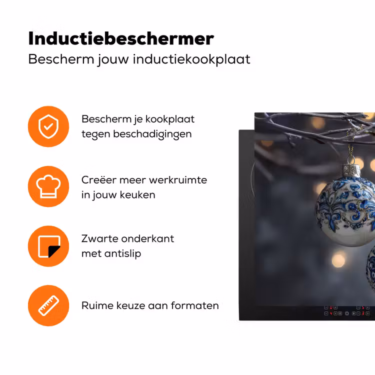 Kerstbal - Versierd - Blauw Inductie beschermer vinyl 3mm klein -zzzzzzz-td-ups