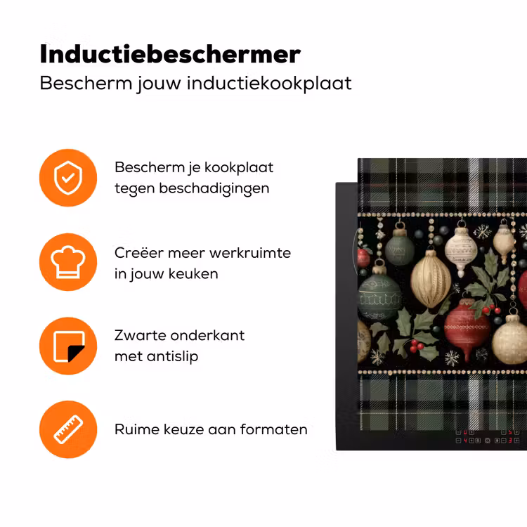 Kerstballen - Rood - Hulsttakken - Patroon Inductie beschermer vinyl 3mm klein -zzzzzzz-td-ups