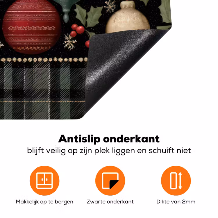Kerstballen - Rood - Hulsttakken - Patroon Inductie beschermer vinyl 3mm klein -zzzzzzz-td-onderkant