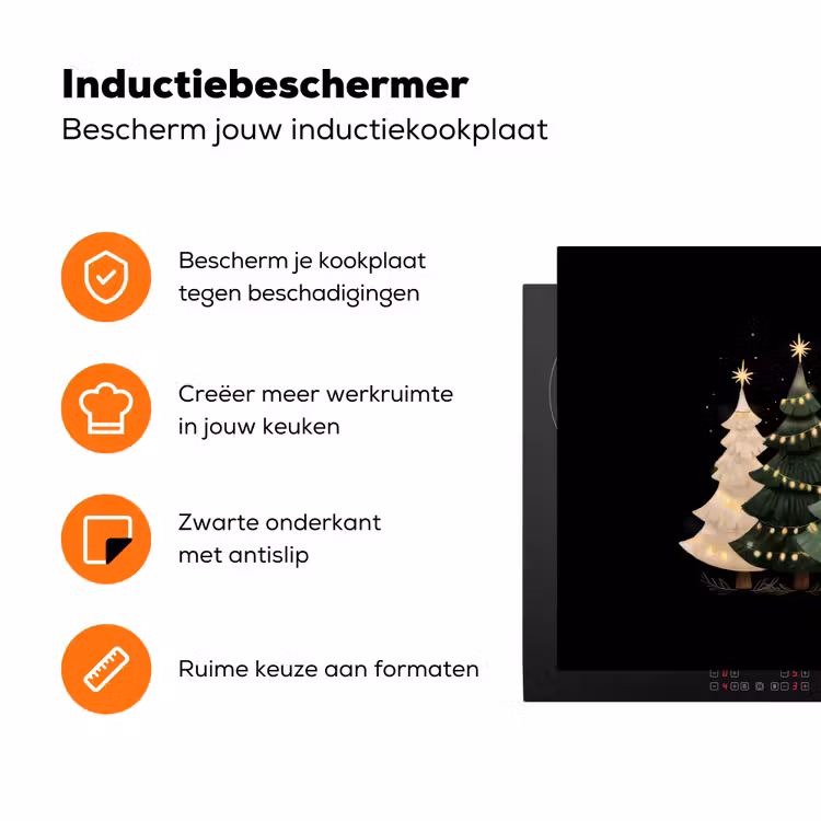 Kerstbomen - Kleurrijk - Lichtjes - Ster Inductie beschermer vinyl 3mm klein -zzzzzzz-td-ups