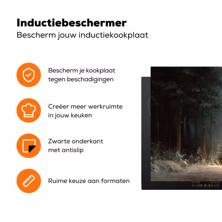 Kerstboom - Bos - Sneeuw - meerkleurig Inductie beschermer vinyl 3mm klein -zzzzzzz-td-ups