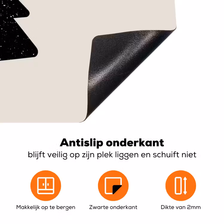 Kerstboom - Zwart - Feestdagen - Beige Inductie beschermer vinyl 3mm klein -zzzzzzz-td-onderkant