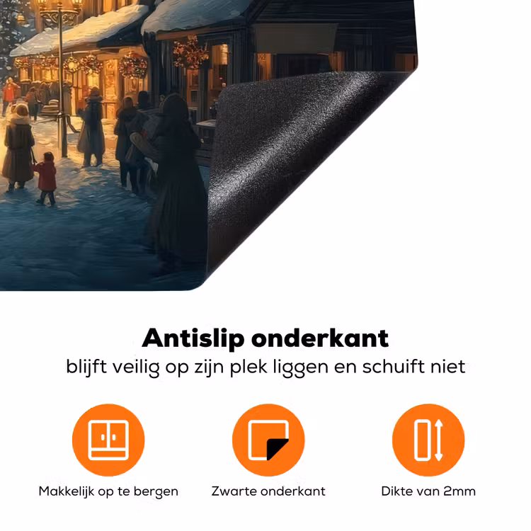 Kerstfeest - Dorp - Donker Inductie beschermer vinyl 3mm klein -zzzzzzz-td-onderkant
