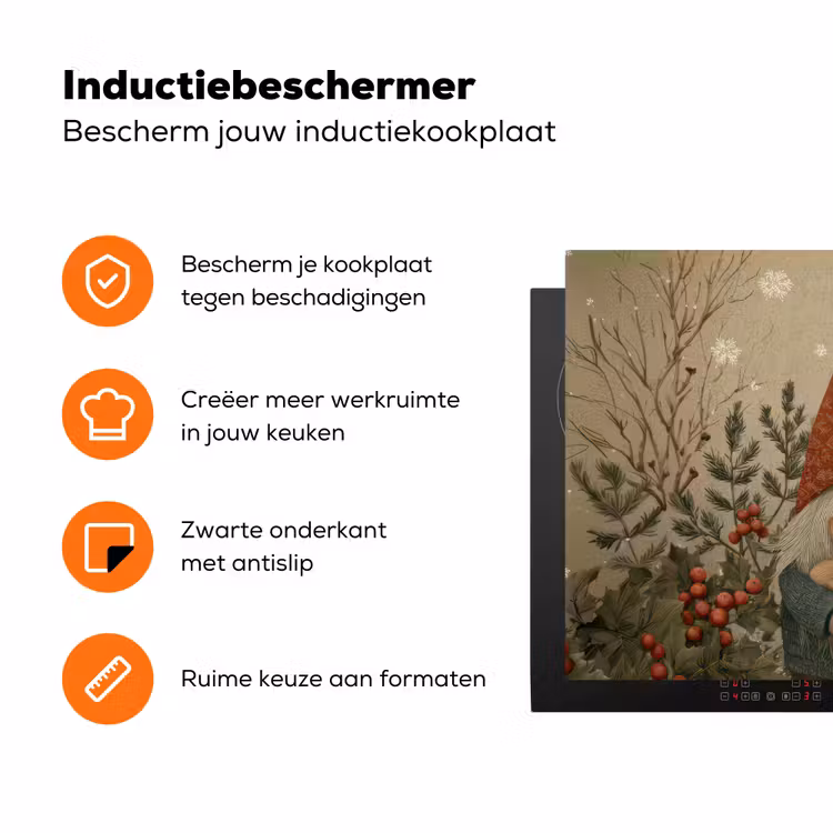 Kerstgnome - Konijntjes - Kleurrijk Inductie beschermer vinyl 3mm klein -zzzzzzz-td-ups