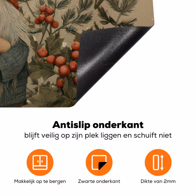 Kerstgnome - Konijntjes - Kleurrijk Inductie beschermer vinyl 3mm klein -zzzzzzz-td-onderkant