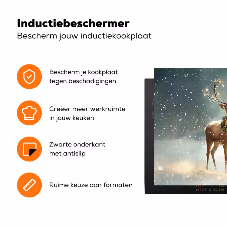 Kerstmagie - Winterwoud - Rendier Inductie beschermer vinyl 3mm klein -zzzzzzz-td-ups