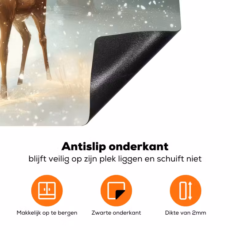 Kerstmagie - Winterwoud - Rendier Inductie beschermer vinyl 3mm klein -zzzzzzz-td-onderkant