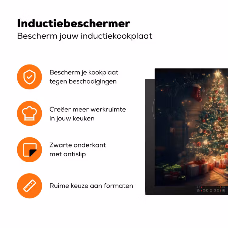 Kerstman - Haard - Donker Inductie beschermer vinyl 3mm klein -zzzzzzz-td-ups