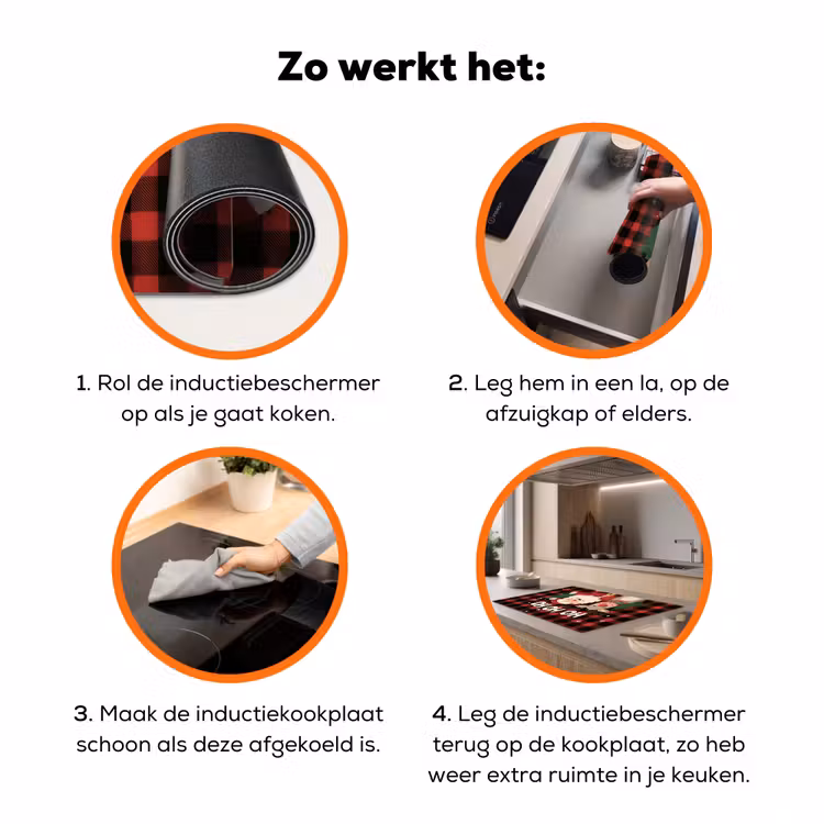 Kerstman - Rendier - Tekst - Rood - Zwart Inductie beschermer vinyl 3mm klein -zzzzzzz-td-werking