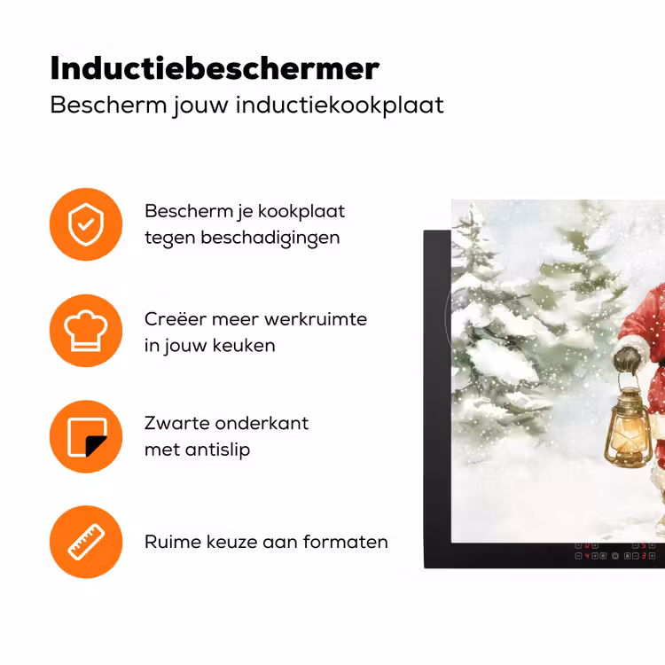 Kerstman- Winter - Sneeuw - Wit - Rood Inductie beschermer vinyl 3mm klein -zzzzzzz-td-ups