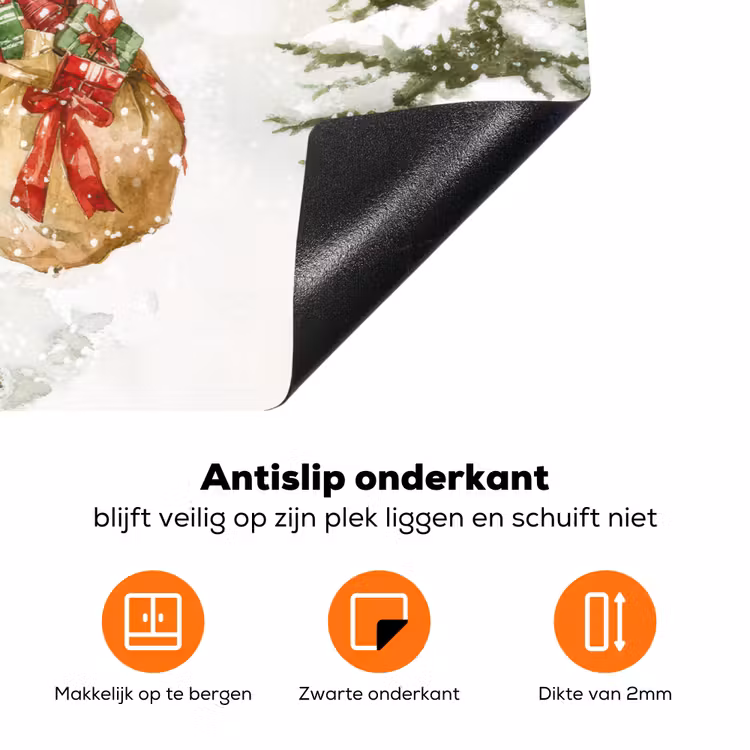 Kerstman- Winter - Sneeuw - Wit - Rood Inductie beschermer vinyl 3mm klein -zzzzzzz-td-onderkant