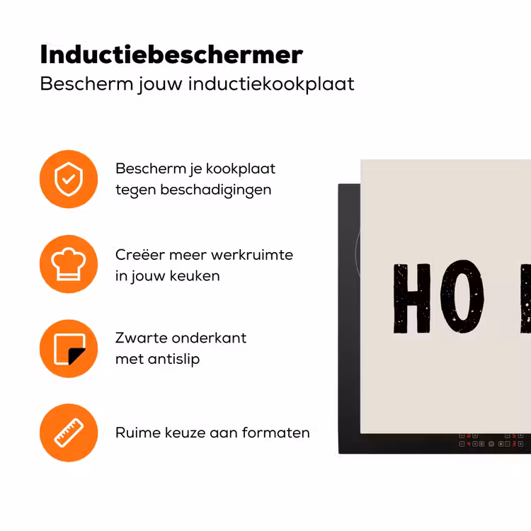 Kerstmis - Ho ho ho - Spreuken - Beige - Kerstman Inductie beschermer vinyl 3mm klein -zzzzzzz-td-ups