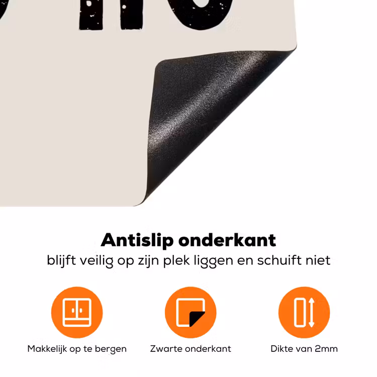 Kerstmis - Ho ho ho - Spreuken - Beige - Kerstman Inductie beschermer vinyl 3mm klein -zzzzzzz-td-onderkant