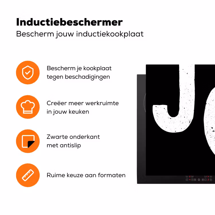 Kerstmis - Quotes - Joy - Zwart - Feest Inductie beschermer vinyl 3mm klein -zzzzzzz-td-ups