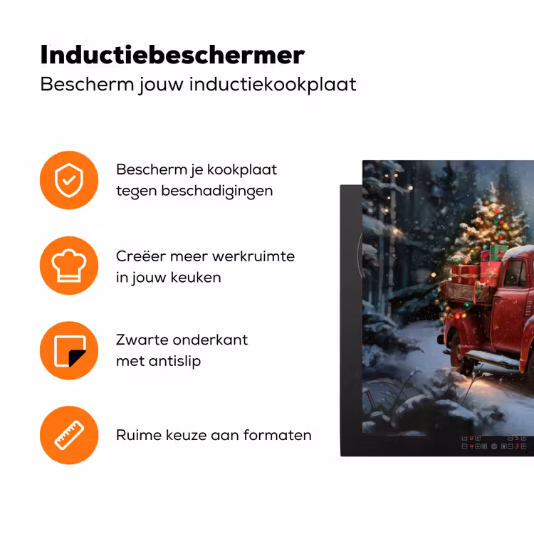 Kersttruck - Sneeuwbos - Rood Inductie beschermer vinyl 3mm klein -zzzzzzz-td-ups