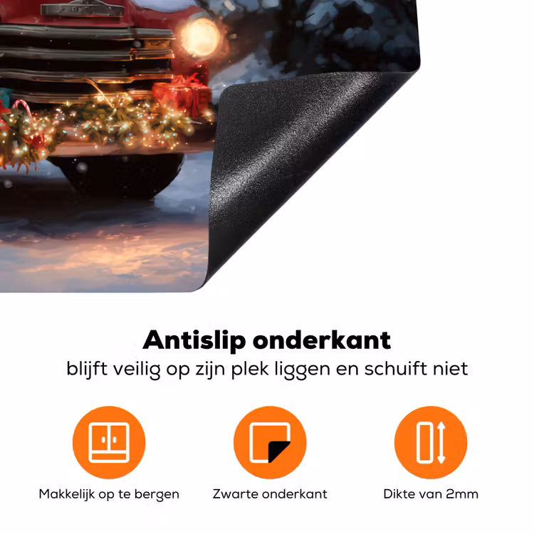 Kersttruck - Sneeuwbos - Rood Inductie beschermer vinyl 3mm klein -zzzzzzz-td-onderkant